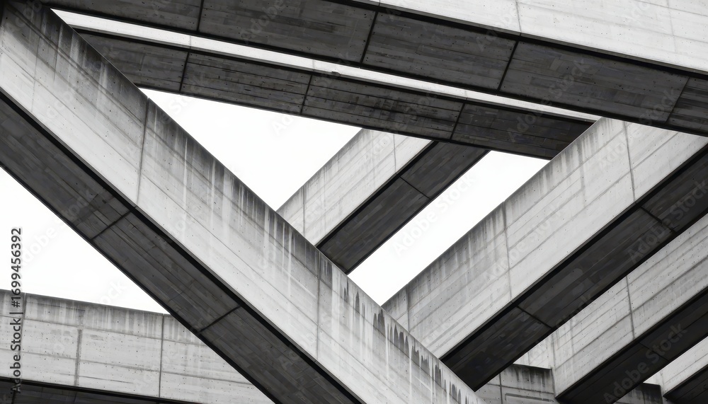 Fototapeta premium Dynamic architectural lines urban structure abstract photography monochrome setting aerial view modern design