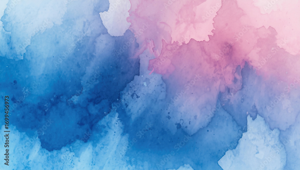 Fototapeta premium Abstract Watercolor Background: Vibrant Blue and Pink Gradients on Canvas for Modern Artistic Design