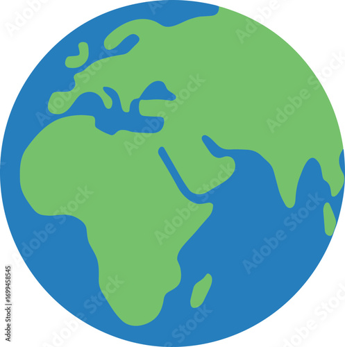 Simple Flat Style World Globe Earth Continent and Ocean Illustration