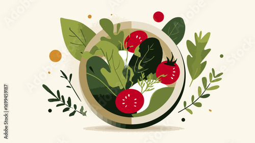 Healthy salad dish with vegetables