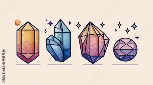 Colorful gemstones graphic design