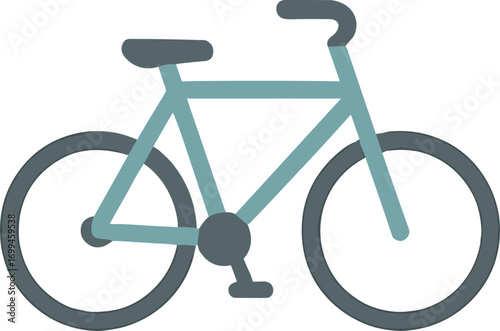 Flat Style Simple Bicycle Illustration with Teal and Grey Color Isolated
