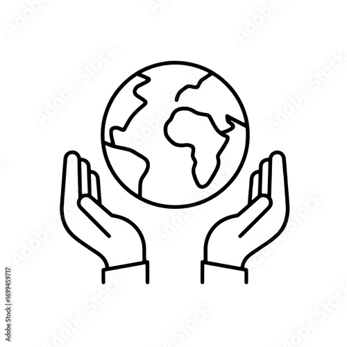 Globe in Hands Icon Protecting Earth Illustration for Global Responsibility