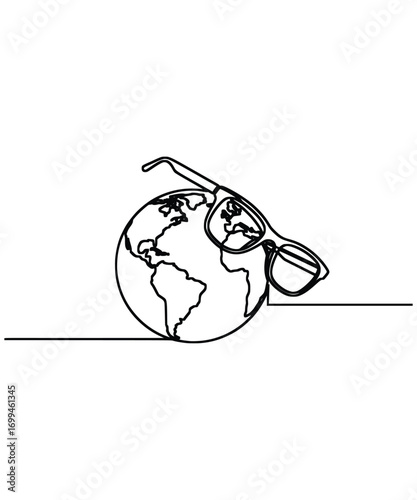 Vector illustration of an eagle carrying a fish through a globe, symbolizing global travel and business concepts