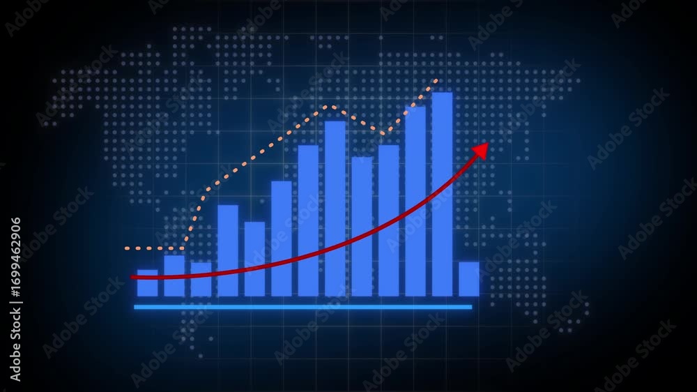 Blue Business Infographic graph bar animation with arrow video 4k ...