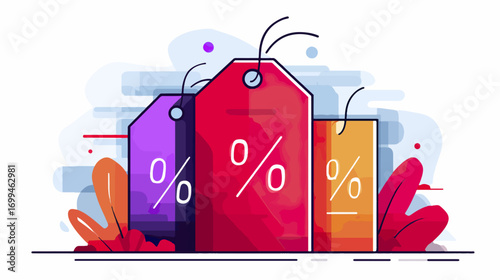 Colorful discount tags illustration