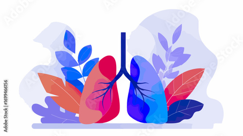 Lungs illustration with leaves