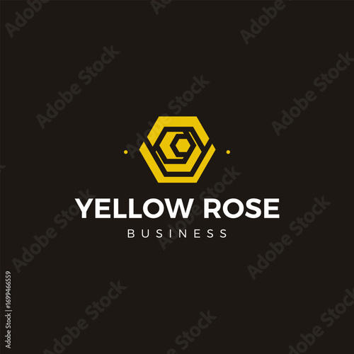Geometric yellow rose hexagon logo for law firm and corporate business, modern professional clean branding design