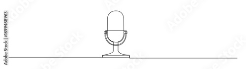 Retro Microphone Continuous Line Art Drawing