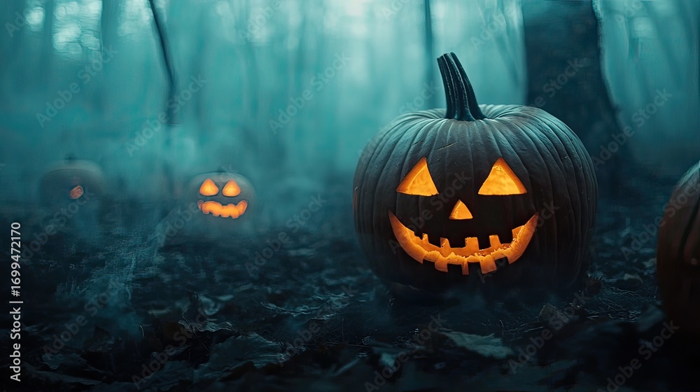 Naklejka premium halloween jack o lantern pumpkin