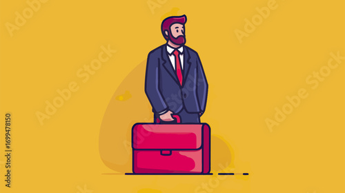 Businessman with briefcase in flat design