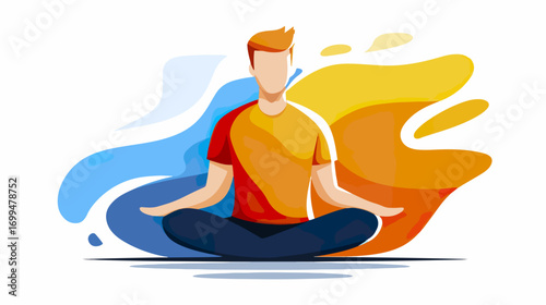 Person meditating in abstract style