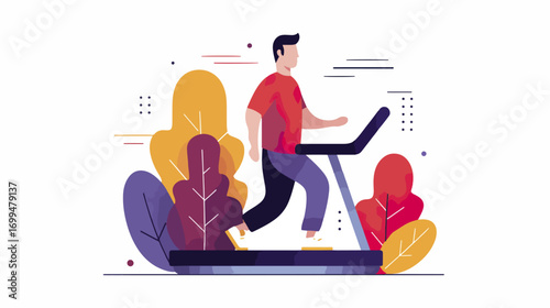 Person walking on treadmill outdoor scene
