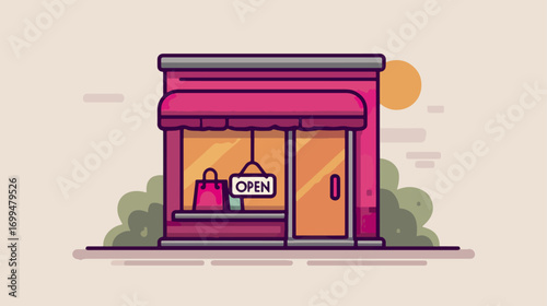 Open shop exterior illustration