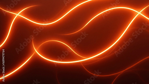 Vibrant Abstract Neon Wave: Glowing Orange Background with Luminous Design Elements