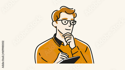 Man thinking with notepad