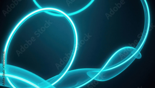 Glowing Neon Blue Light Swirl: Abstract Modern Background with Fluid Curves and Vibrant Radiance in Digital Artistic Design for Innovative Technology Graphics