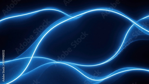 Blue Light Wave Abstract Glowing Fluid Energy: Futuristic Technology Background with Luminous Motion and Vibrant Neon Flow