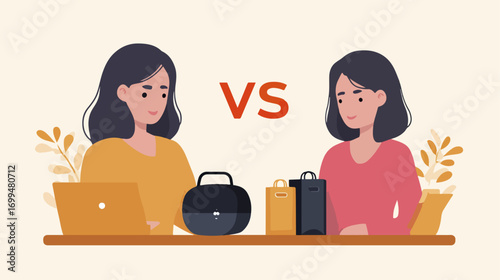 Women comparing purchase options