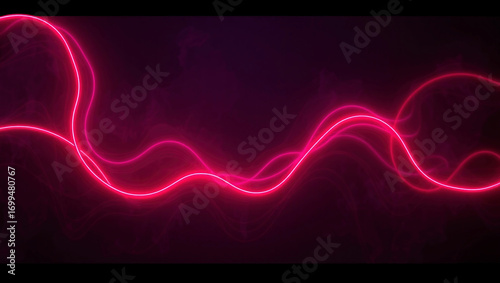 Neon Light Abstract Glowing Line: Pink Energy Wave and Vibrant Colorful Patterns in Digital Design Background Texture