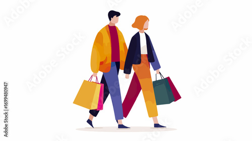 Couple shopping with shopping bags