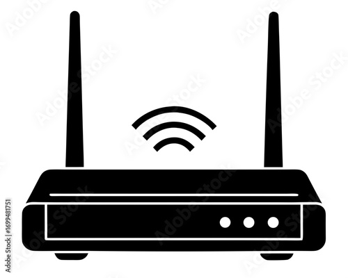 Black icon of a wireless router with antennas and wifi signal