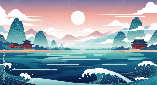Chinese-style landscape illustrations