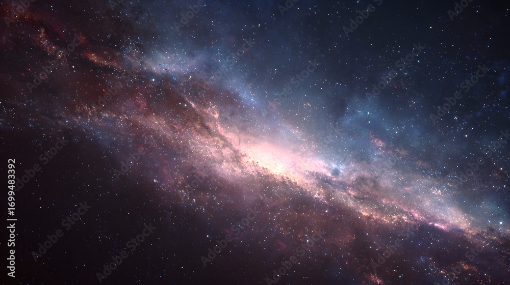 Fototapeta premium cosmic galaxy with glowing stars, deep space clouds, and shining nebula showcasing universe’s infinite wonders