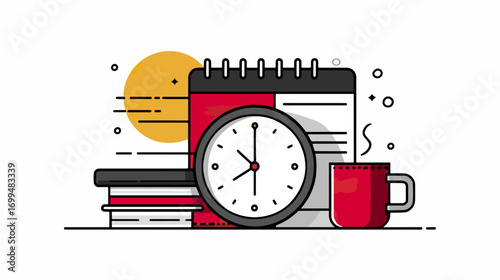 Organized workspace flat design