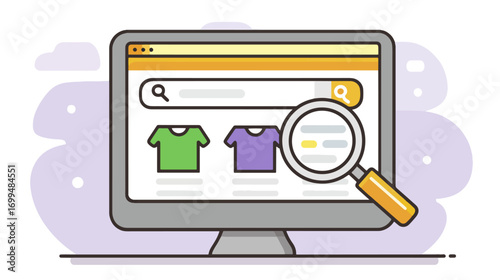 Online shopping search magnifying glass