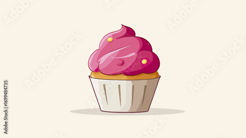 Pink cupcake with whipped cream
