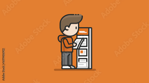 Person using interactive kiosk