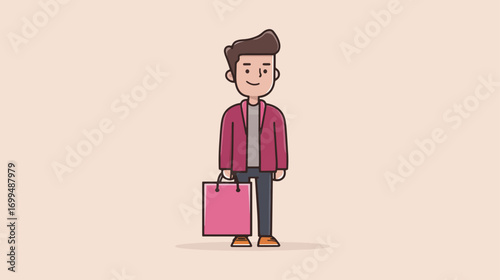 Man with shopping bag illustration