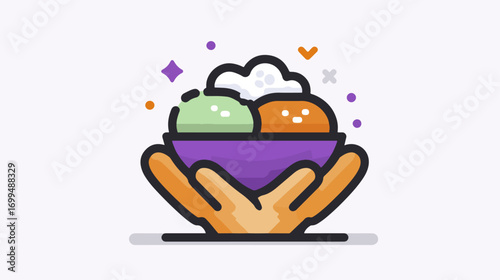 Bowl of food held by hands