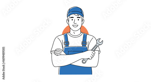 Skilled mechanic expertly performing automotive repair work with tools in hand