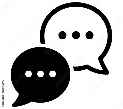 Chat speech bubble icon with three dots, symbol of business communication, corporate messaging, email, Slack and customer support service