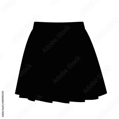 Black pleated mini skirt silhouette