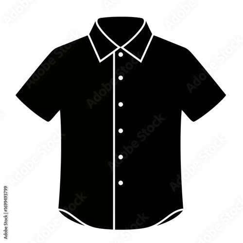 Simple black short sleeve button up shirt icon