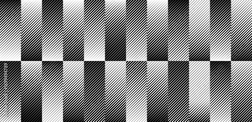 Linear halftone gradient background. Fading striped gradation wallpaper. Black and white halfton line wallpaper for overlay, print, cover. Vector repeated rectangle strip pattern backdrop