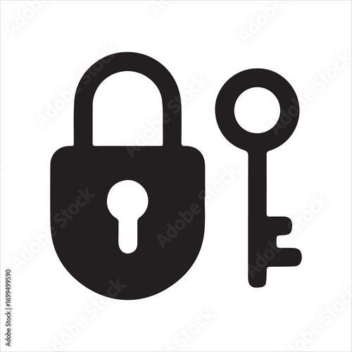 Lock & Key silhouette vector with white background