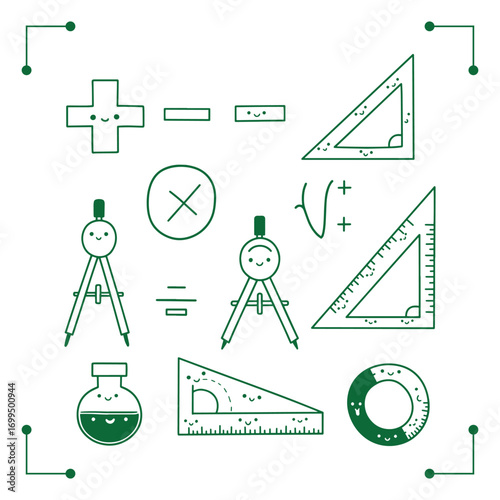 Geometry and Science Education Tools and Symbols Collection.