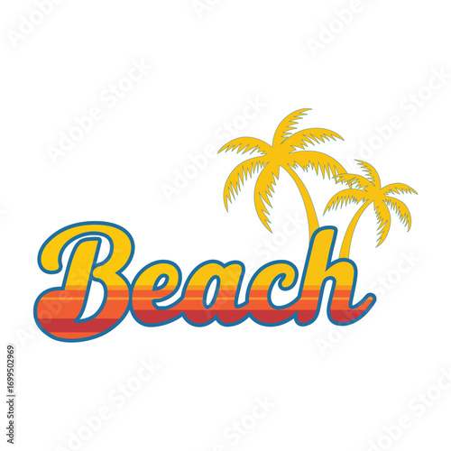 Retro Style Beach Graphic with Palm Trees for Summer Vacation Vibes and Tropical Getaways Adventure