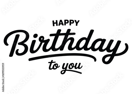 Elegant black typography for happy birthday wishes
