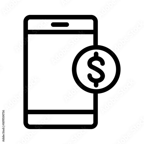 Mobile Money Transfer Line Icon of Wallet Digital Icon Set