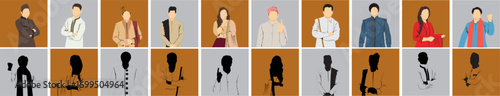 vector illustration of indian people in traditional festival ethnic dress