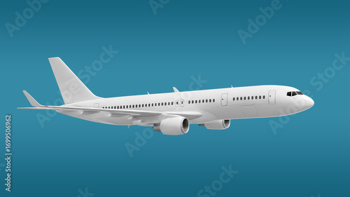 Wallpaper Mural Two-Engine White Passenger Jet Plane in Flight side view Torontodigital.ca