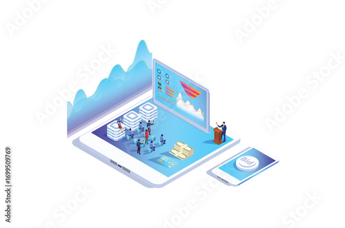 Isometric Online Auction Illustration, Web Banners, Suitable for Diagrams, Infographics, Book Illustration, Game Asset, And Other Graphic Related Assets