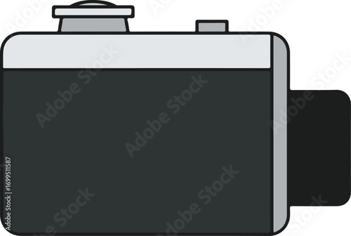 Retro Camera Vector Icon simple flat design with gray and black color style