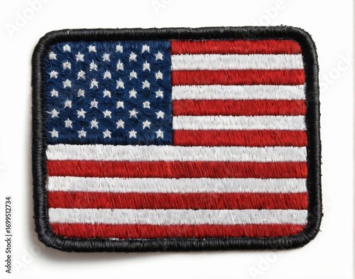 Square American Flag Embroidered Patch with Black Border in Red, White, Blue Colors  NEW Condition