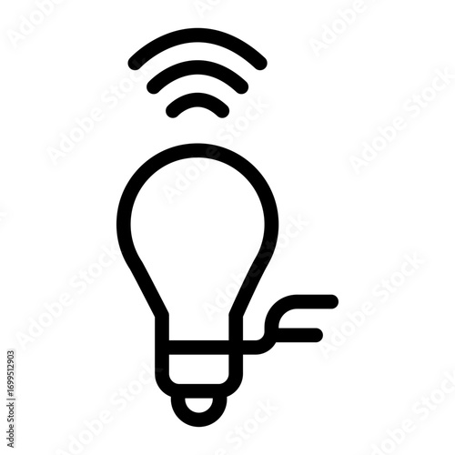 Smart Light Bulb Line Icon of Connected Appliances Icon Set